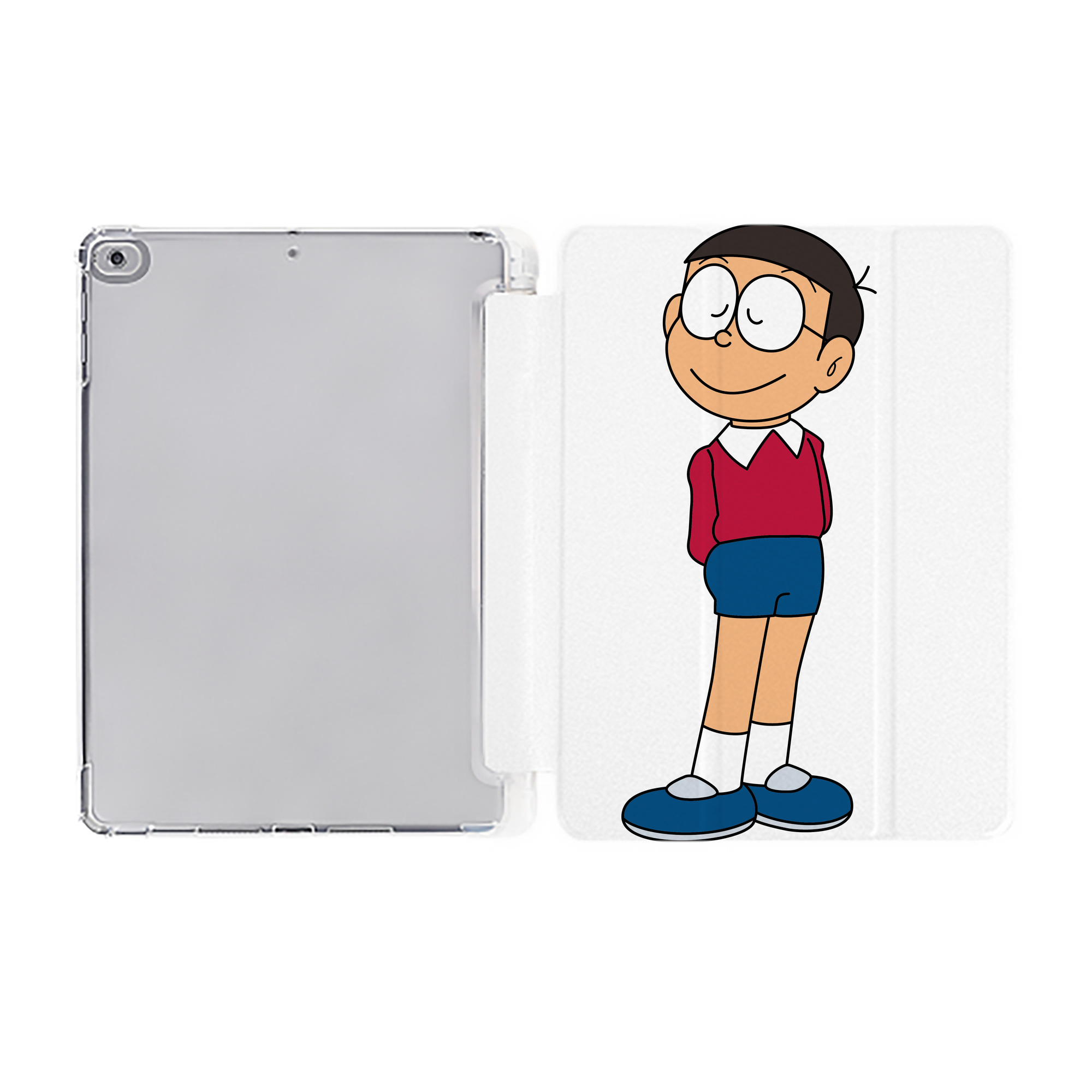 （画像用） ドラえもん 野比 のび太 Doraemon Nobita Nobi IPad ケース ペン収納付き 三つ折りスタンド PUレザー×シリコン 対応機種9.5/10.5/10.9インチ